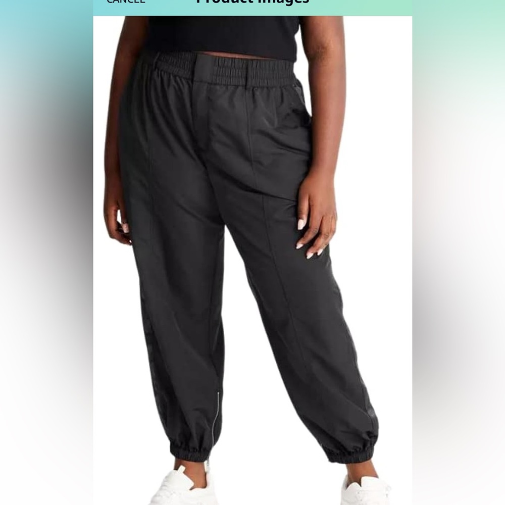Future Collective Women's High-Rise Nylon Track Pants (XXL - Black)